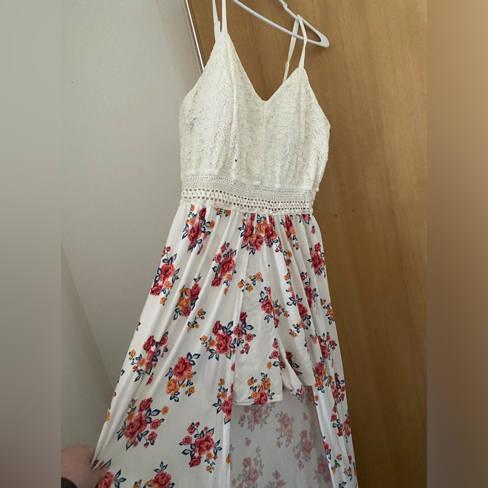 Floor length floral romper/dress